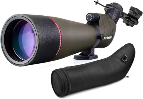 SVBONY Telescopio SV13 de 20-60 x 80 HD, prisma BAK4 con bolsa de transporte de trípode y adaptador de teléfono, alcance impermeable IPX7 para observación de vida silvestre, observación de aves