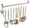 Alicemall Porte Ustensiles Cuisine 60cm avec 10 Crochets Amovible, Support de Cuisine Mural en Acier Inoxydable
