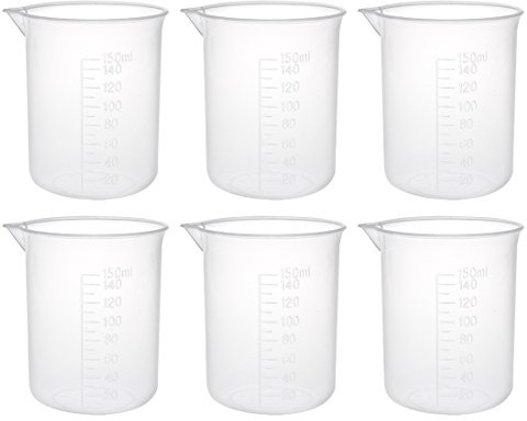 sourcing map 6pcs béchers gradués 150ml tasse à mesurer en plastique PP Clair Laboratoire