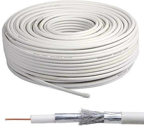 Satellite RG6 Freesat Digital TV Aerial Coax Cable Coaxial 4K Digital Ready for Sky HD, Freesat, Virgin & Polsat by MKGT® (30 Meters, White)