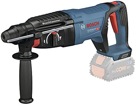 Bosch Professional 18V System Martello perforatore a batteria GBH 18V-26 D (incl. impugnatura supplementare, boccola di profondità, panno, senza batteria/caricabatteria)