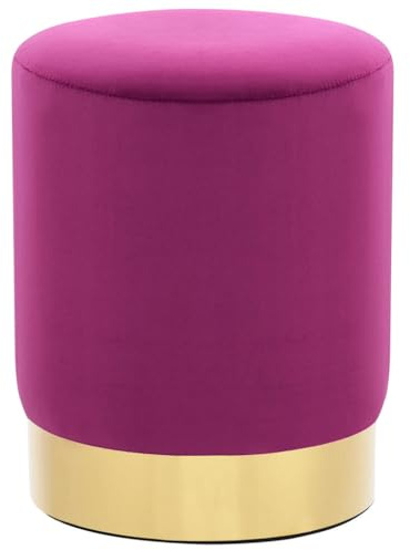 vidaXL Hocker Fassform Polsterhocker Sitzhocker Schemel Samthocker Pouf Sitzpouf Velour Fußhocker Rund Lila Golden Samt 28 x 36 cm Metall