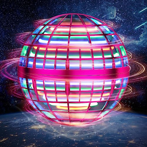 LEMATRIX Flying Orb Ball Toy, Hover Ball Boomerang Fly Fidget Spinner, Cool Toys Gifts for 6 7 8 9 10 11 12+ Years Old boy Girls Teens, Hand Mini Drone Cosmic Globe, Indoor Outdoor Toys (Pink)