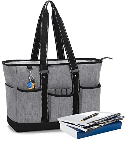Sac Damero fourre-tout de travail pour enseignant avec compartiment rembourré pour ordinateur portable Gris