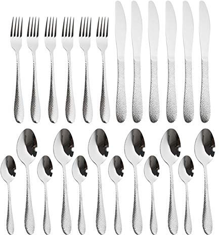 24 stücke Black Besteck Set Edelstahl Geschirr Set Gold Messer Gabeln Löffel Abendessen Geschirr Set Western Küche Flurwaren Set essgeschirr (Color : Silver)