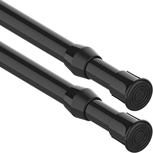 2 Stücks Teleskopstange zum Klemmen, Spannstange ohne Bohren, Ausziehbar Vorhangstange Teleskop Gardinenstange für Schrank Kleiderschrank - Schwarz,70-120CM(Durchmesser 13mm)