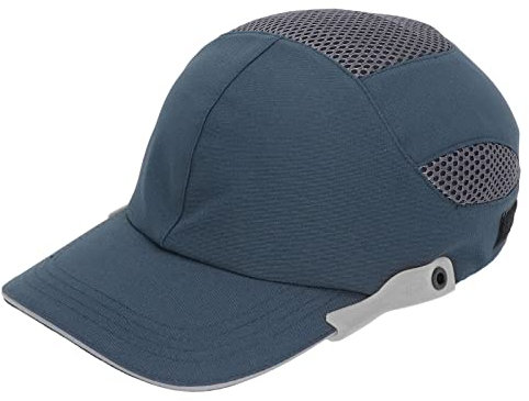 Anstoßkappe Im Baseball Stil Bequem Atmungsaktiv Leicht Verstellbar Sicherheits Anstoßkappe Kopfschutz Schutzhelm (Blau mit grauem Rand)