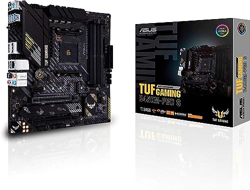 ASUS TUF Gaming B450M-PRO S AMD AM4 (3rd Gen Ryzen™) Micro ATX Gaming Motherboard (8+2 Power Stages, 2.5Gb LAN, BIOS Flashback, AI Noise-Canceling Mic, USB 3.2 Gen 2 Type-A and Type-C, Aura Sync RGB)