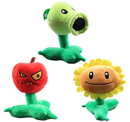 Laruokivi Peashooter & Cherry & Sunflower Plush Toys Set Plantas Fruta Suave Peluche Muñeca 3pcs Regalo
