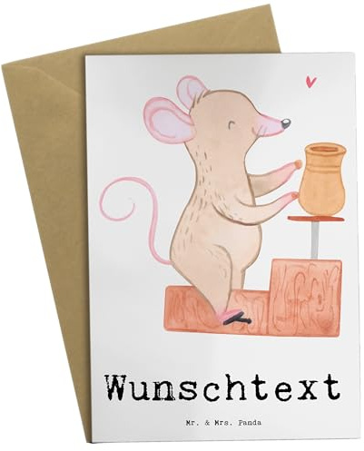 Mr. & Mrs. Panda Personalisierte Karte Maus Töpfern - Geschenke, Grußkarte, Grußkarten Personalisiert, Töpferei, Töpferkurs, Sportler, individuelle, personalisierbar