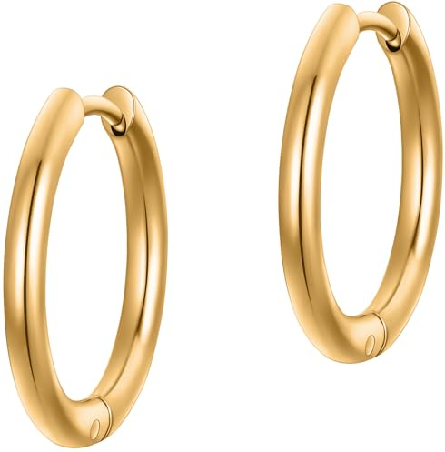 day.berlin Creolen Lola 18k vergoldet | kleine Damen Ohrringe 17mm Durchmesser 2mm stark, 316L Edelstahl nickelfrei und wasserfest