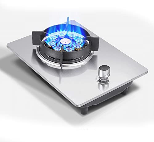 Plaque de cuisson à gaz de 30 cm en acier inoxydable ou en verre trempé noir avec protection contre les pannes de flamme, pour réchauffer, cuisiner, faire bouillir, frire, mijoter [Classe énergét