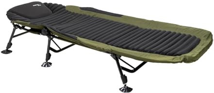 Mostal 3D Bedchair 6-Bein Angelliege Camping Comfort Karpfenliege belastbar bis 140kg mit integriertem Kopfkissen