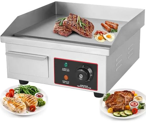 Plancha Eléctrica Comercial,Placa EléCtrica De Acero Inoxidable Para Encimera,Parrilla Superior Antiadherente Teppanyak,CalefaccióN Uniforme/áRea De CoccióN Grande/50-300 ℃ Ajustable,3000 W,L