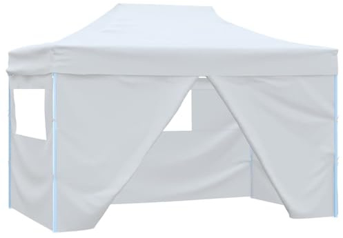 ShGaxin Tente de réception Pliable avec 4 parois 3x4 m Acier Blanc,Tente De Réception,Protection UV