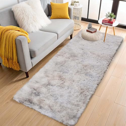 Aspire Homeware Teppiche für Wohnzimmer, Batik-Teppiche für Schlafzimmer, Flur, rutschfest, 60 x 220 cm, moderner, superweicher Plüsch-Bodenteppich, flauschiger zotteliger Bettvorleger für