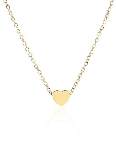 Caratas Herzkette Halskette Damen Gold & Silber & Rosegold | Kette mit Herz Anhänger in Gold 18K Vergoldet, Silber oder Rosegold | Antiallergischer Schmuck Geschenk für Damen Mädchen Liebe