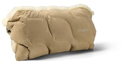 Fellhof Kinderwagen Handwärmer Winterberg, 100% Merino-Lammfell, wind- u. wasserabweisend, reflektierende Streifen, OEKO-TEX zertifiziert, Universalgröße für alle Kinderwagen beige