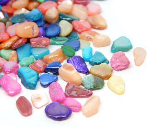 Perlin Trommelsteine 500 Stück Edelstein Chips Set Perlmutt Deko Steine Bastelsteine DIY Schmuck Herstellung 4 mm 8 mm ohne Loch mehrfarbig