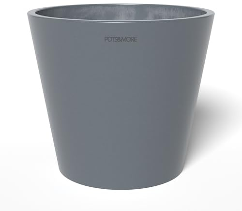 POTS&MORE Conico 14 macetas (diámetro 14 cm, diseño Elegante, Color Gris, Altura 12 cm, Maceta de plástico para Plantas de Interior) VP011401, Gris