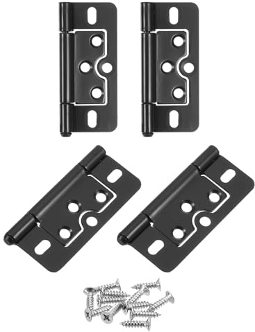 sourcing map 4Pcs 3x1.4 Inch Door Hinges Non-Mortise No Noise Bifold Door Hinges Plating for Cabinet Furniture Window Wardrobe with Screw, Dark