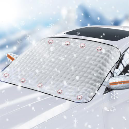 LGZIN Frontscheibenabdeckung, Auto Windschutzscheibenabdeckung, Abdeckung Windschutzscheibe Winter mit 9 Magnet Fixierung, Scheibenabdeckung Winter für Gegen Schnee, EIS, Frost, Staub (145 x 113 cm)