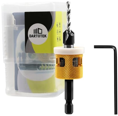 DARTOTEK Punte Trapano Svasatore a 82 Gradi Arresto di Profondità Regolabile con Punta in Metallo Duro Testa di Foratura Conica HSS 3,6MM per Legno, Plastica,Gambo Esagonale a Sgancio Rapido