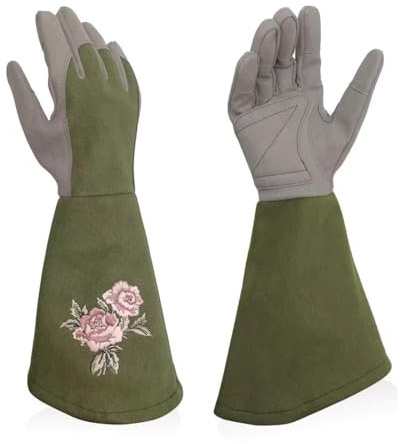 Gantelets de travail de jardinage, gants de travail, gant de plantation résistant au jardinage, travail de jardinage, taille des roses, for l'élagage des roses, buissons épineux, cactus(Green,L)