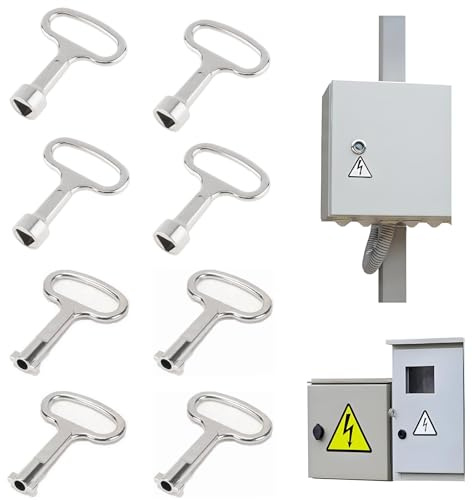 CALLYSONIC 8 stycken trekantsnycklar, korthylsnyckel, triangelnyckel, brandkårstillbehör, växelskåpsnyckel, trekantsnyckel, universalnyckel för värmeelement, brandposter, sophink