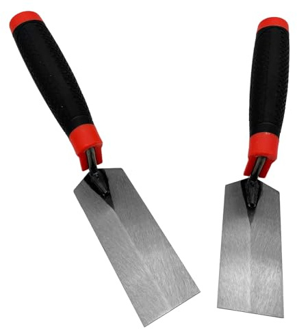 Hubaow 2 Pieces Masonry Margin Trowel Set, Carbon Steel Flat Flooring Tool for Concrete, Cement, Tile