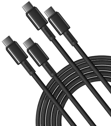 Baseus Cavo da USB C a USB C, 100W [2m + 2m] cavo di ricarica rapida di tipo C per iPhone 16, 15, 14, 13 12 Pro, Galaxy S25, S24, S23, Ultra, MacBook, iPad Pro