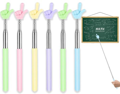 6 unidades puntero extensible, puntero de acero inoxidable para niños, puntero extensible, multicolor, puntero telescópico para profesores, para lecciones, presentaciones, lecturas (color aleatorio)