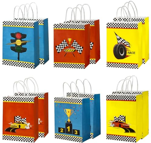12 Stück Monster Truck Geschenktüten mit Henkel, Cartoon Car Mitgebsel Papiertüten Geschenktüten Kindergeburtstag, Party Süßigkeiten Tüten zum Befüllen mit Spielzeug Souvenir für Geschenkverpackungen