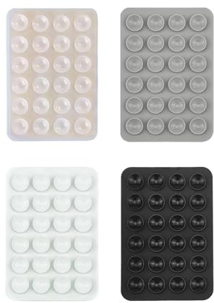 wilcractk 4 Pièces Ventouse Téléphone Portable Support Amovible Compatible avec la Plupart des Modèles de Téléphones Ventouses Carrées en Silicone Antidérapant pour Bureau ou Voiture