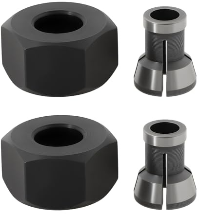 ECSiNG 2 set di 1/4 di pollice fresatrice router trapano bit dado morsetto adattatore mandrino kit per intaglio lavorazione del legno intaglio macchina