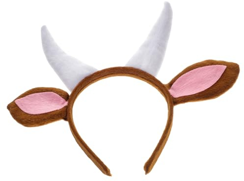 Veemoon Ziegenhörner Haarreif Schaf Hörner Stirnband Plüsch-Stirnband Mit Cartoon-Tiermotiv Tier Ohr Kostüm Cosplay Zubehör Für Halloween Weihnachten Erwachsene Und Kinder Unisex