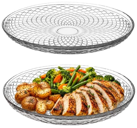 KADAX Glasteller 30 cm, Runder Teller aus Klarglas, Große Servierteller aus Glas, ideal als Kuchenteller, Dessertteller, Speiseteller oder Platzteller