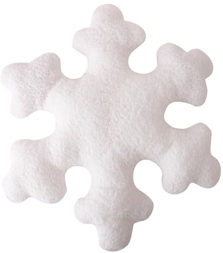 Weihnachtskissen Schneeflocke plüsch, Schneeflocken Kissen, Cute Pillow, Winter-Schneeflocken-förmiges Kissen,Dekoratives Kissens, Plüsch Schneeflocke Weihnachten Plüsch Kissens (Weiß, 50cm)