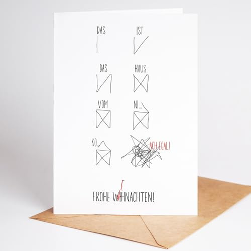Lovely Cards - Lustige Weihnachtskarte – „Das ist das Haus vom Nikolaus“ | Humorvolle Karte zu Weihnachten für Freunde & Familie | Schöne permium Grußkarte | Frohe Weihnachten und schöne Festtage