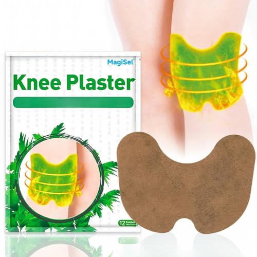 Schmerzlinderung Pflaster Knie, Pain Relief Patch, Wärmepflaster Knie, 12 Stück Wärmendes Kniepflaster mit Beifußkraut, Selbstklebende Wärmepflaster für Knie, Rücken, Nacken und Muskelkater