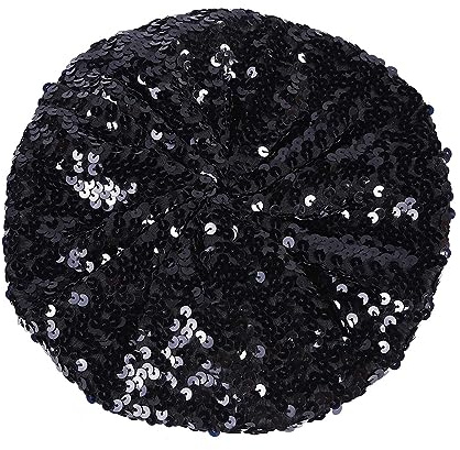 Glitzer Baskenmütze Damen Karneval Baskenmütze mit Pailletten Glitzer Barett Schirmlose MüTze Glänzend Barett Hut Bunt Disco Party 70er 80er Kostüm Accessoire Karneval Party Club Festival Outfit