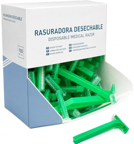 Rasuradora Desechable Doble Hoja con Peine | Pack 100 Unidades | Acero Inoxidable | Uso Hospitalario, Sanitario y Estético | Hombre y Mujer | Afeitado Corporal Profesional para Clínicas y Barberías