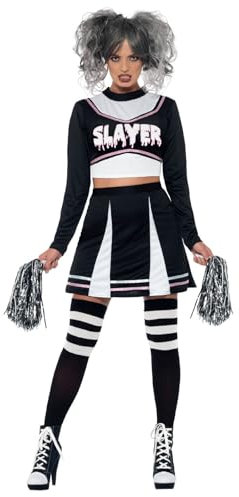 Smiffys Fever Gothic Cheerleader Costume, Black