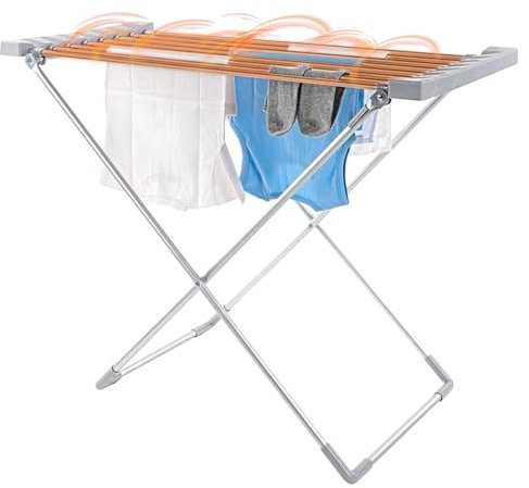 Wintem ClassiDry Stendino Elettrico 120W con 8 Barre Riscaldanti - Stendibiancheria Compatto e Pieghevole - Asciugatura Rapida ed Efficiente - Stendi Biancheria con Protezione IXPI