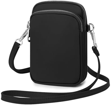Wind Took Handy Schultertasche Kleine Damen Umhängetasche Handytasche Brieftasche Kartentasche Crossbody Bag Mini Sack, Schwarz(für 5.8 IN Handy), L/W/H:11x5x17 cm