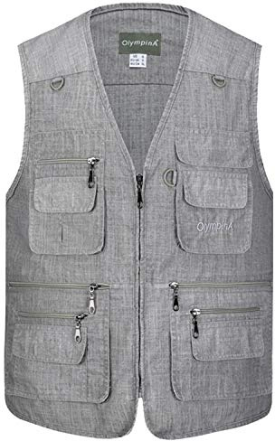TieNew Uomo Popeline All'Aperto Viaggio Tasche Gilet Sport, 2018 Uomo Gilet Multitasche Senza Maniche Giubbino da Lavoro per Reporter Caccia Fotografi Outdoor Vest,Multitasche Gilet Uomo Outdoor