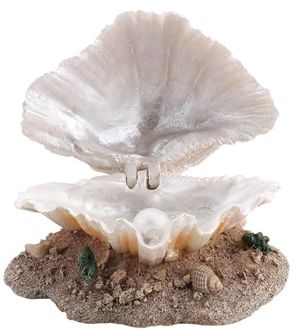 Aquarium Ornament, 9,3x12,5x8cm/3,7x4,9x3,1 Zoll Harz Fischtank Muschel Perle Bubbler Dekoration mit Luftsteinblase Tropische Aquarium Zubehör Bubbler Ornament für kleine Garnele Fisch Schildkröte