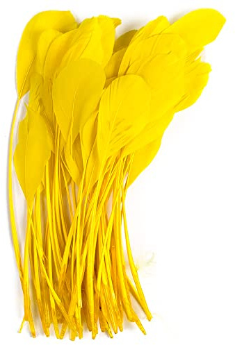 FEARAFTS White Goose Feathers for Crafts Hats Making Fascinators Decoration Pack of 50 (Yellow)