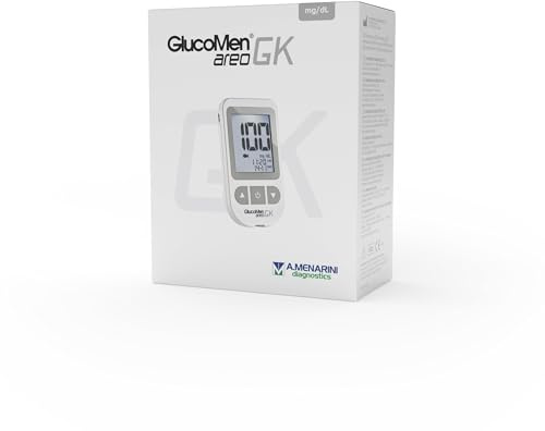 Menarini Diagnostics Strumento per la Misurazione del Glucosio nel Sangue GlucoMen Areo GK Meter Set NO VRAC - Glucometro, Misuratore Glicemia e Chetonemia (Risultato in 5-8 Secondi)
