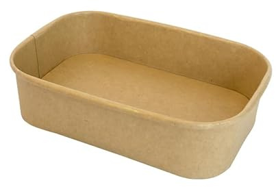 ECOPICNIC Ensaladeras Rectangulares de Papel Kraft 300 Unidades 500 ml | Cuencos Desechables de cartón Kraft, Ideales para ensaladas, Comidas para Llevar y Aperitivos